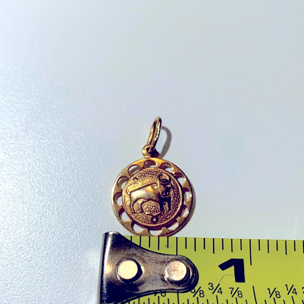 Solid gold Taurus sign pendant 585/ 14k